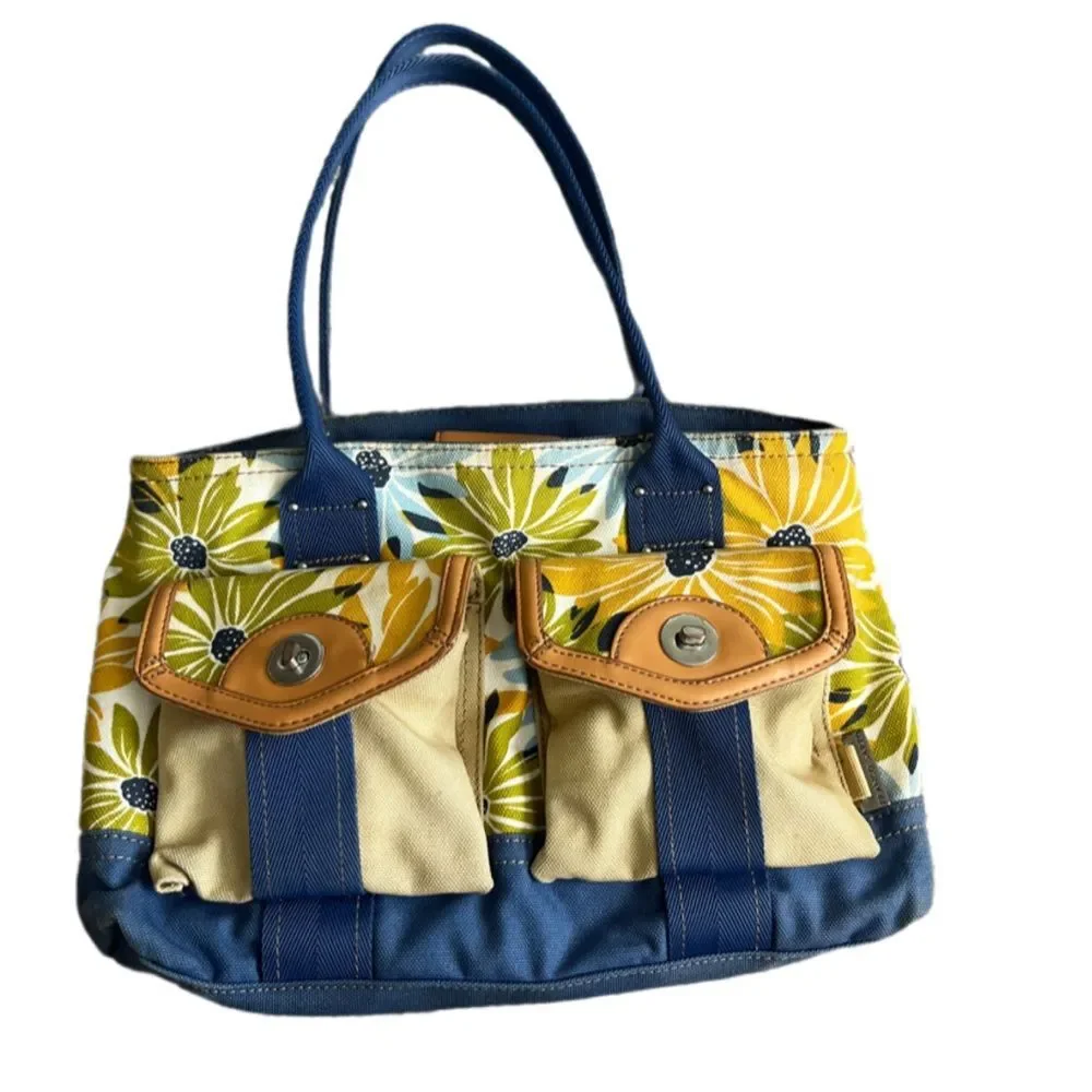 Franco Sarto bold floral cotton canvas satchel bag
